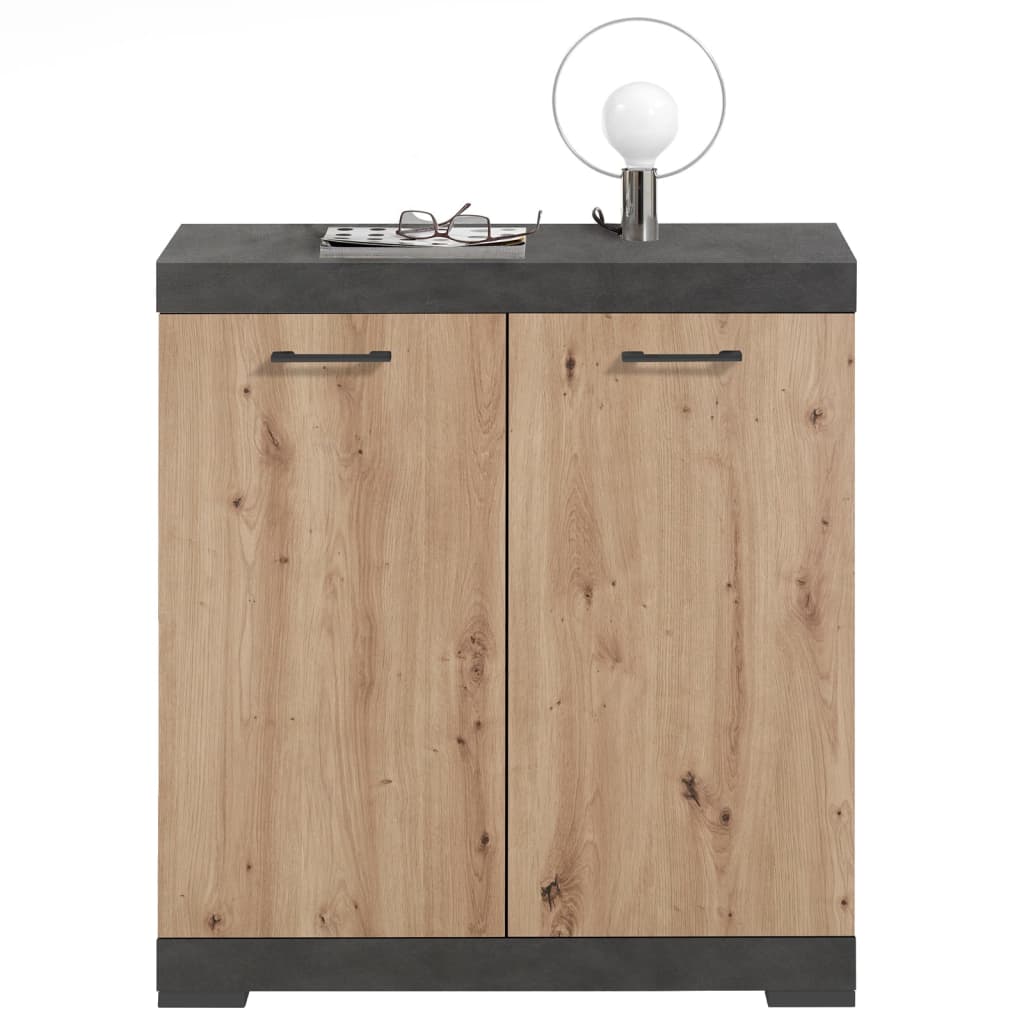 FMD Commode avec 2 portes 80x34,9x89,9 cm gris et chêne artisanal Armoires FMD   