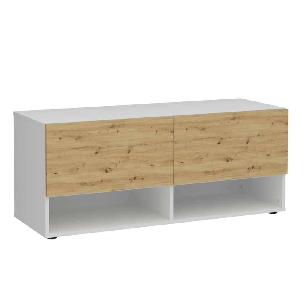 FMD Banc de stockage 2 tiroirs 108,9x41,7x46,1cm Blanc chêne artisanal Bancs coffres FMD   