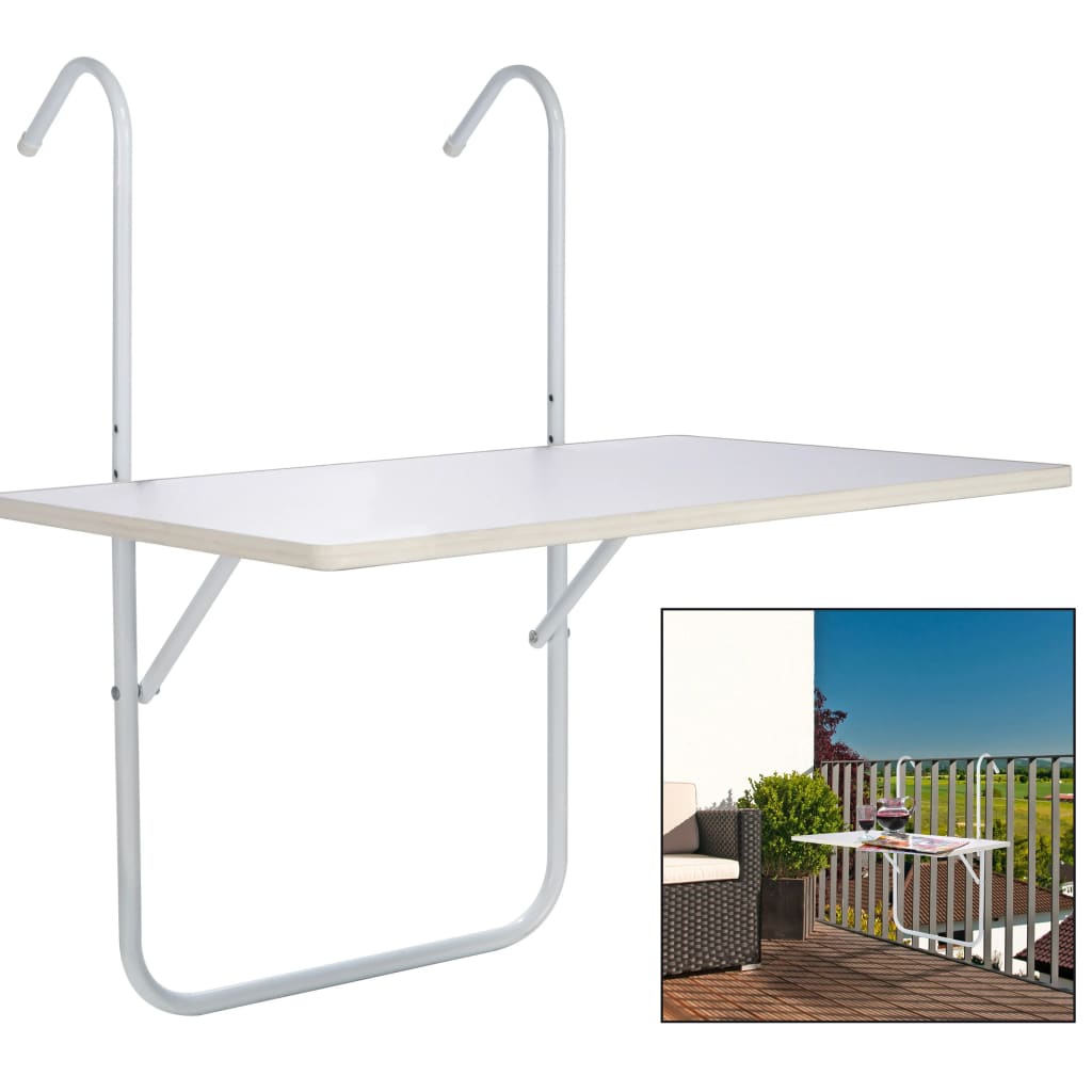 Table de balcon pliable Blanc 60x40x1,2 cm Tables pliantes HI