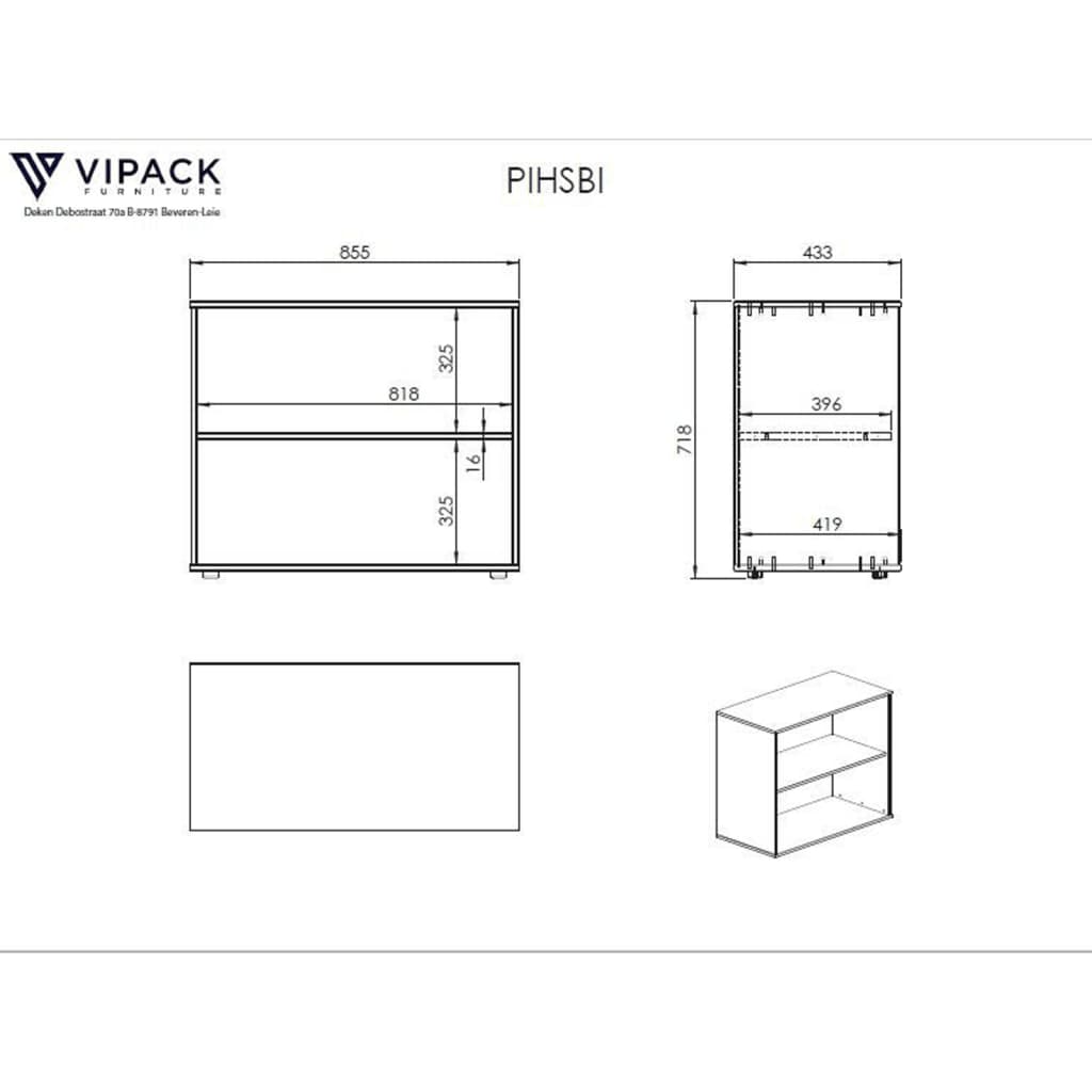 Vipack Bibliothèque 2 niveaux Pino Bois Blanc Bibliothèques Vipack   