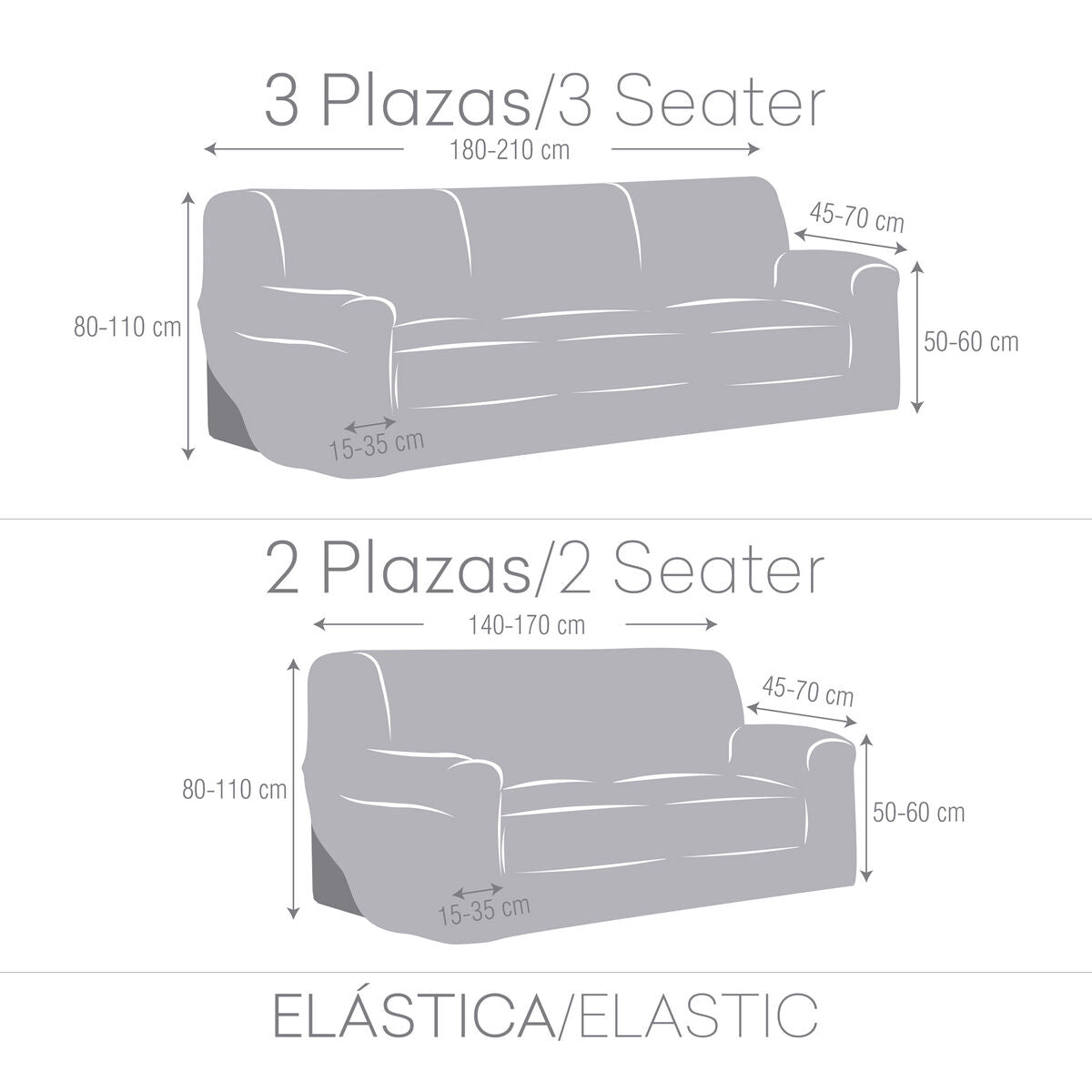 Set di divani bianchi Eysa Troya copri 70 x 110 x 210 cm 2 camere