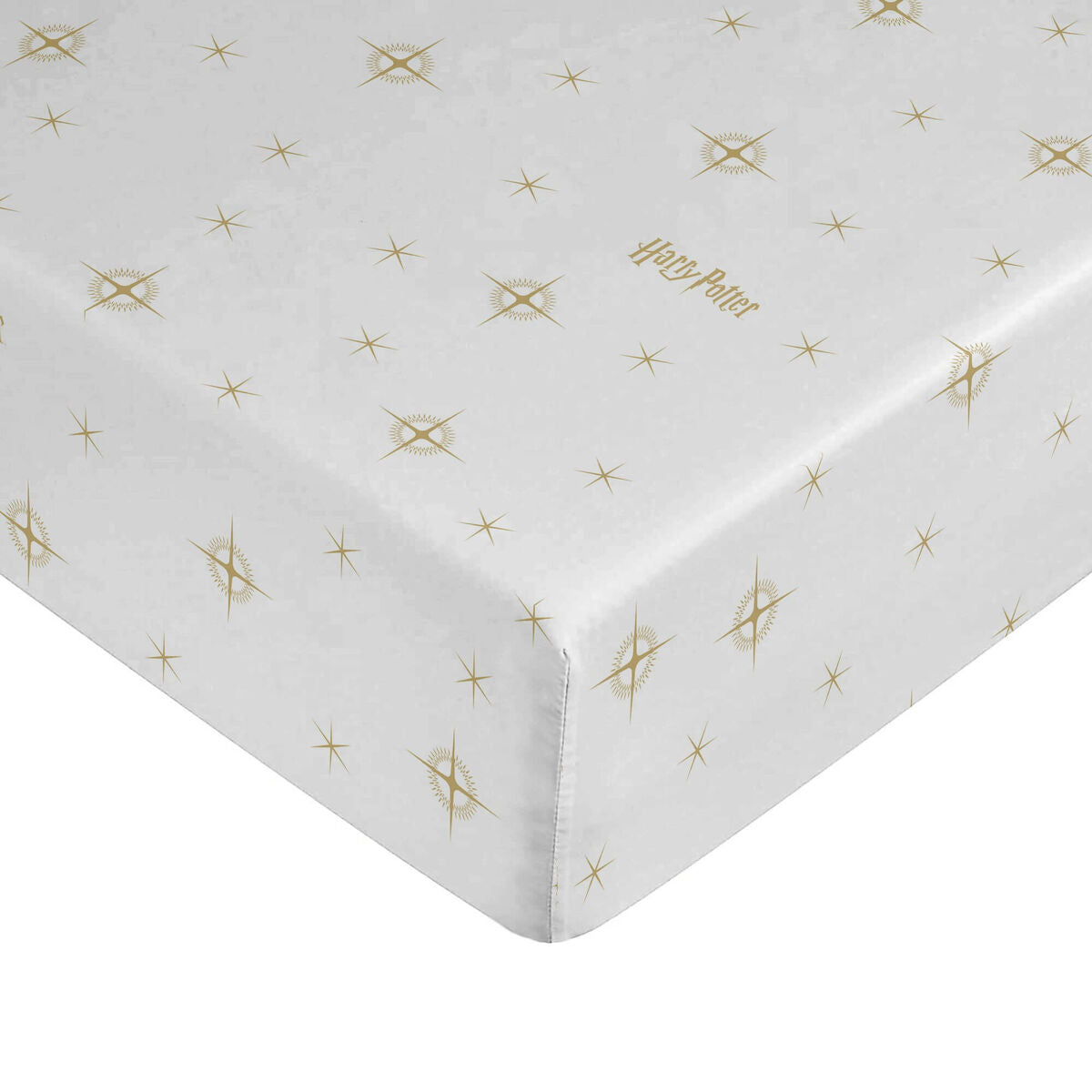 Fitted sheet Harry Potter White Golden 180 x 200 cm