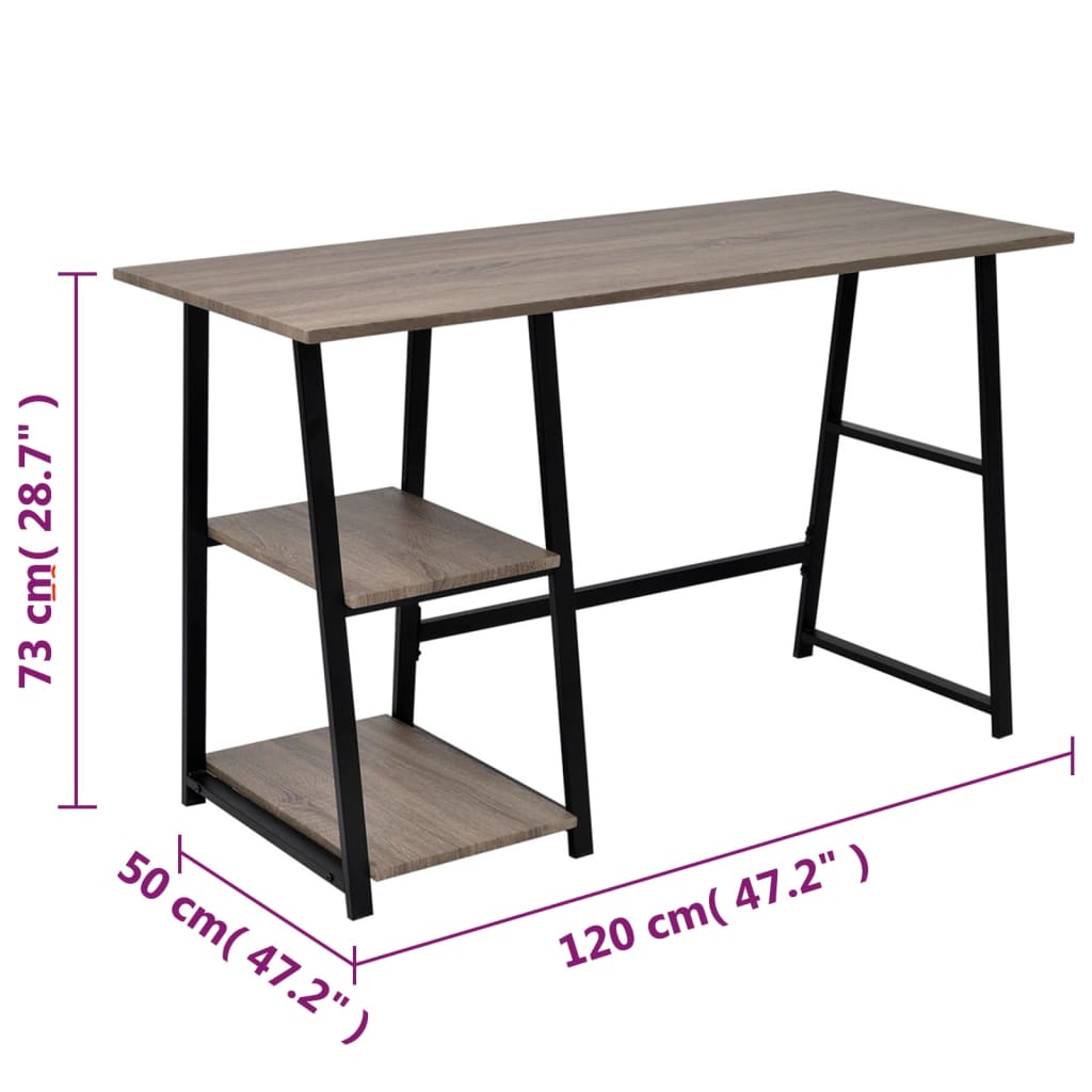 Bureau avec 2 étagères Gris et chêne Bureaux vidaXL   