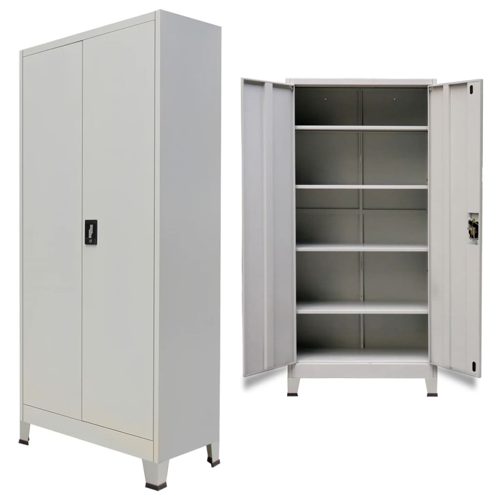 Armoire de bureau avec 2 portes Acier 90 x 40 x 180 cm Gris Classeur à tiroirs vidaXL   