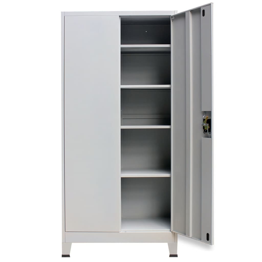 Armoire de bureau avec 2 portes Acier 90 x 40 x 180 cm Gris Classeur à tiroirs vidaXL   