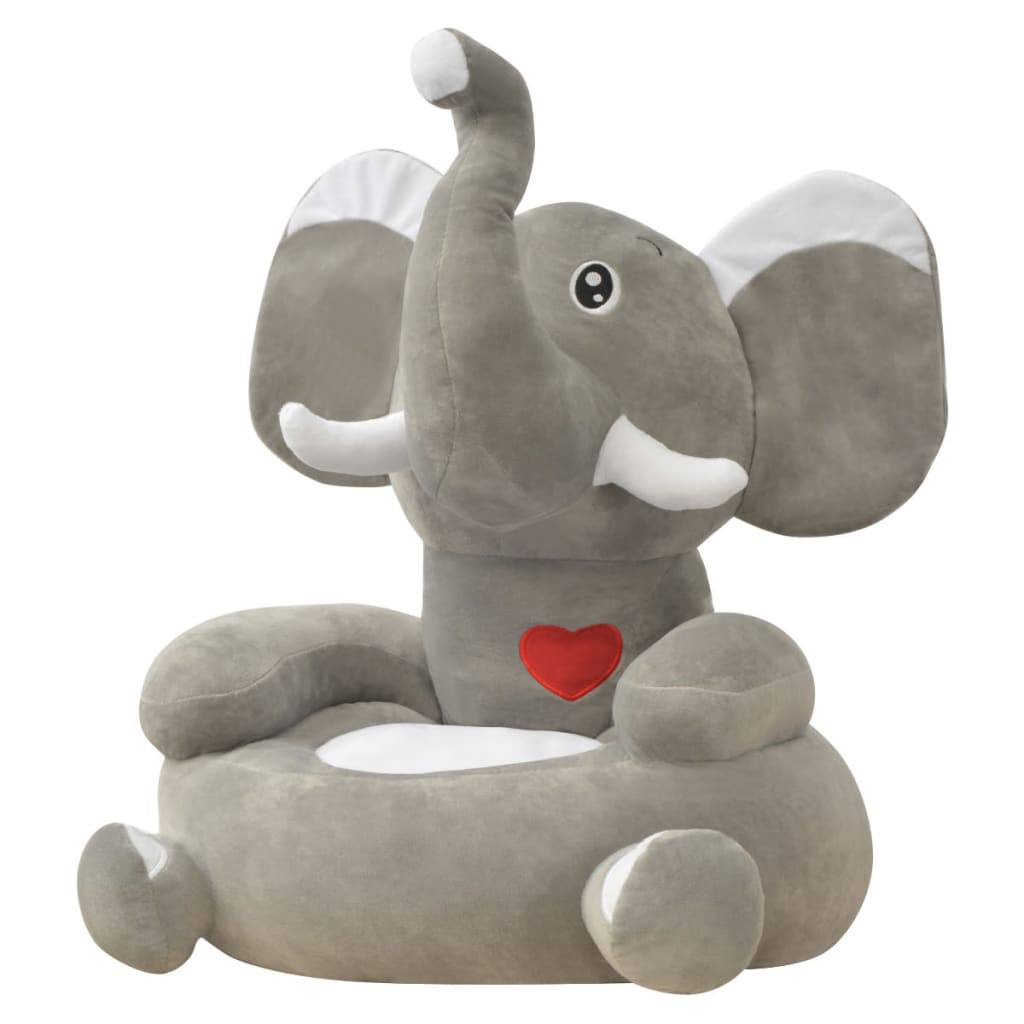 Chaise en peluche pour enfants Éléphant gris Chaises pour enfants vidaXL