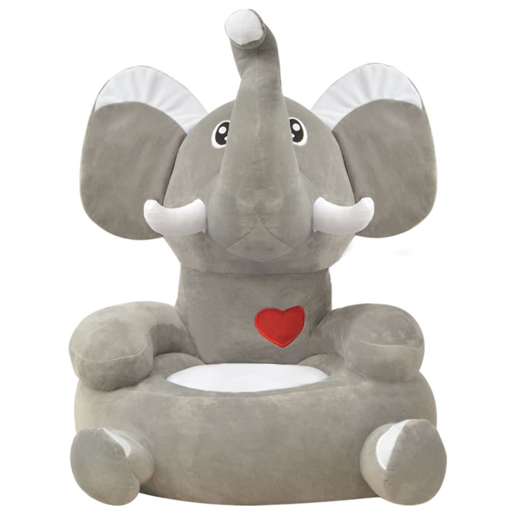 Chaise en peluche pour enfants Éléphant gris Chaises pour enfants vidaXL