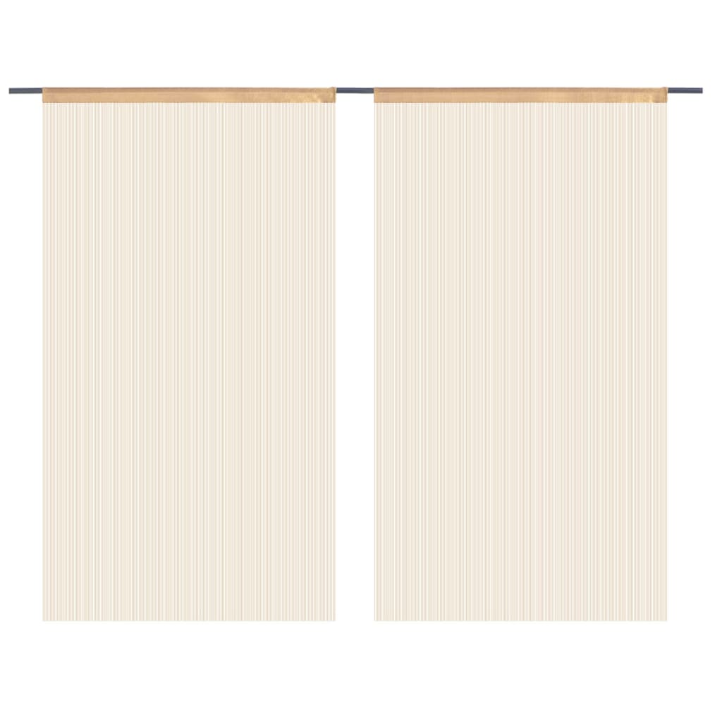 Rideau en fils 2 pcs 100 x 250 cm Beige Rideaux vidaXL   