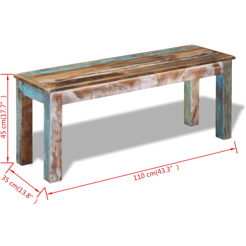 Banc 110x35x45 cm Bois de récupération massif Bancs coffres vidaXL   