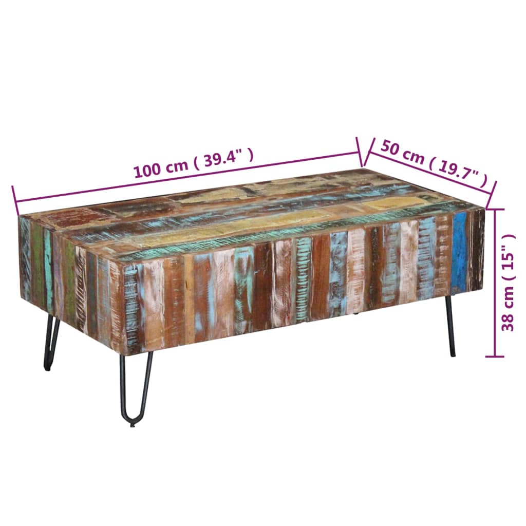 Table basse Bois massif de récupération 100x50x38 cm Tables basses vidaXL   