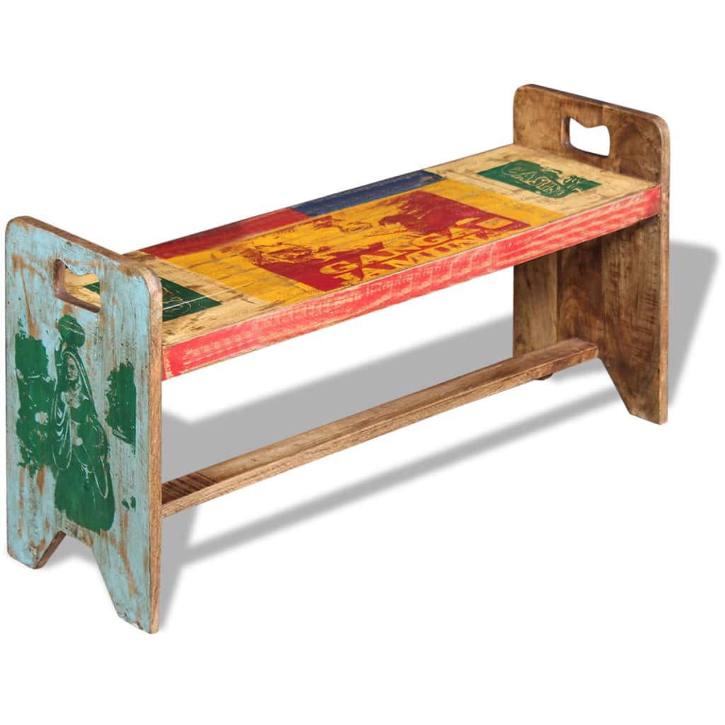 Banc Bois massif recyclé 100x30x50 cm Bancs coffres vidaXL   