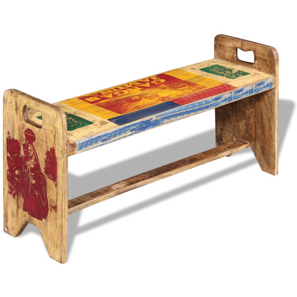 Banc Bois massif recyclé 100x30x50 cm Bancs coffres vidaXL   