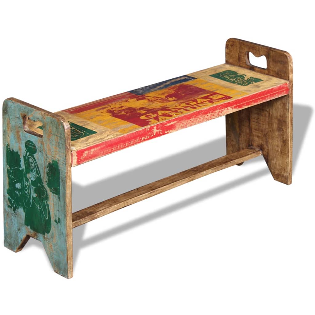 Banc Bois massif recyclé 100x30x50 cm Bancs coffres vidaXL   