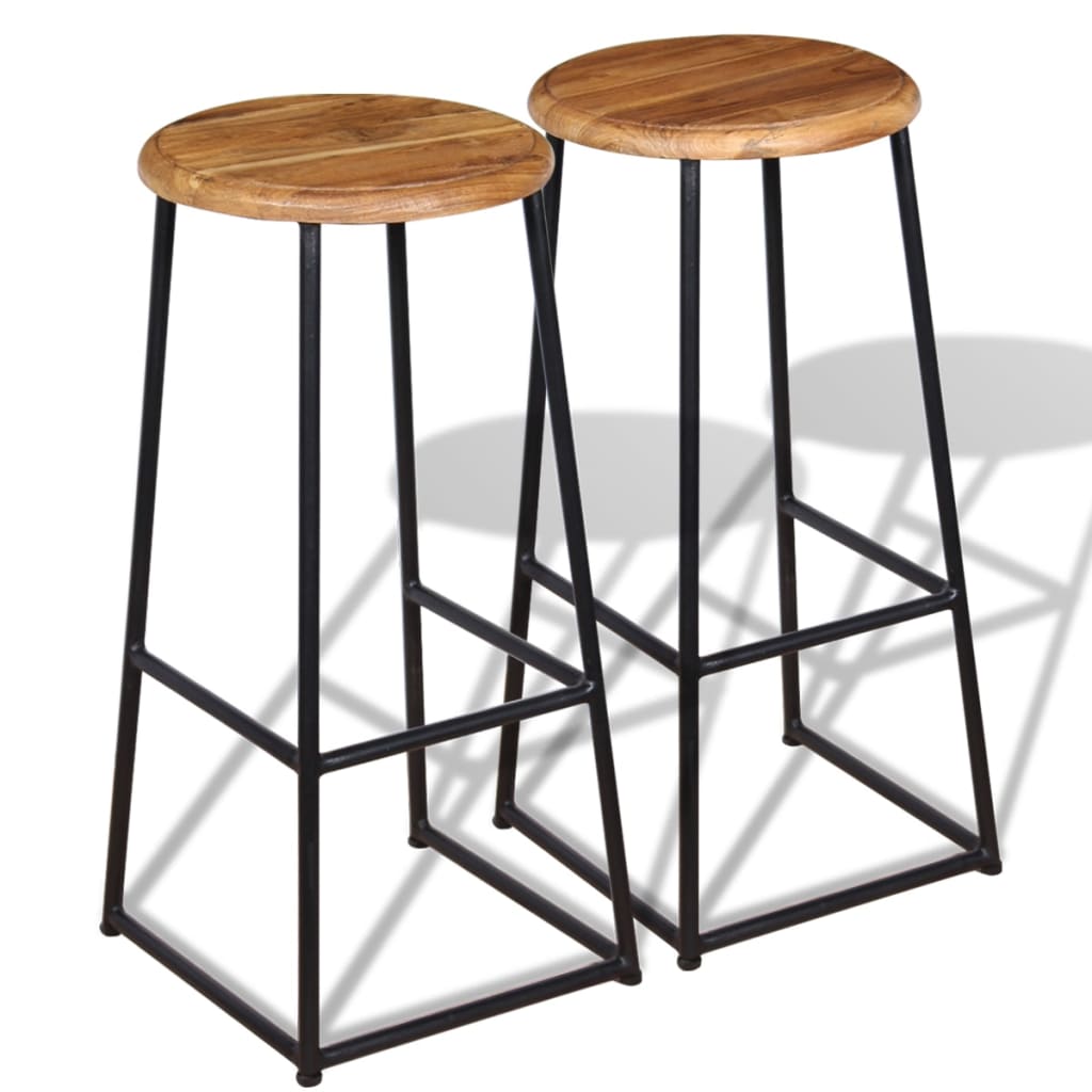 Tabourets de bar lot de 2 bois de teck massif Tabourets de bar vidaXL