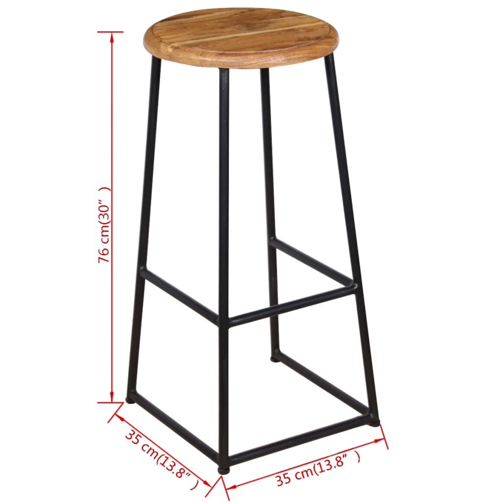 Tabourets de bar lot de 2 bois de teck massif Tabourets de bar vidaXL