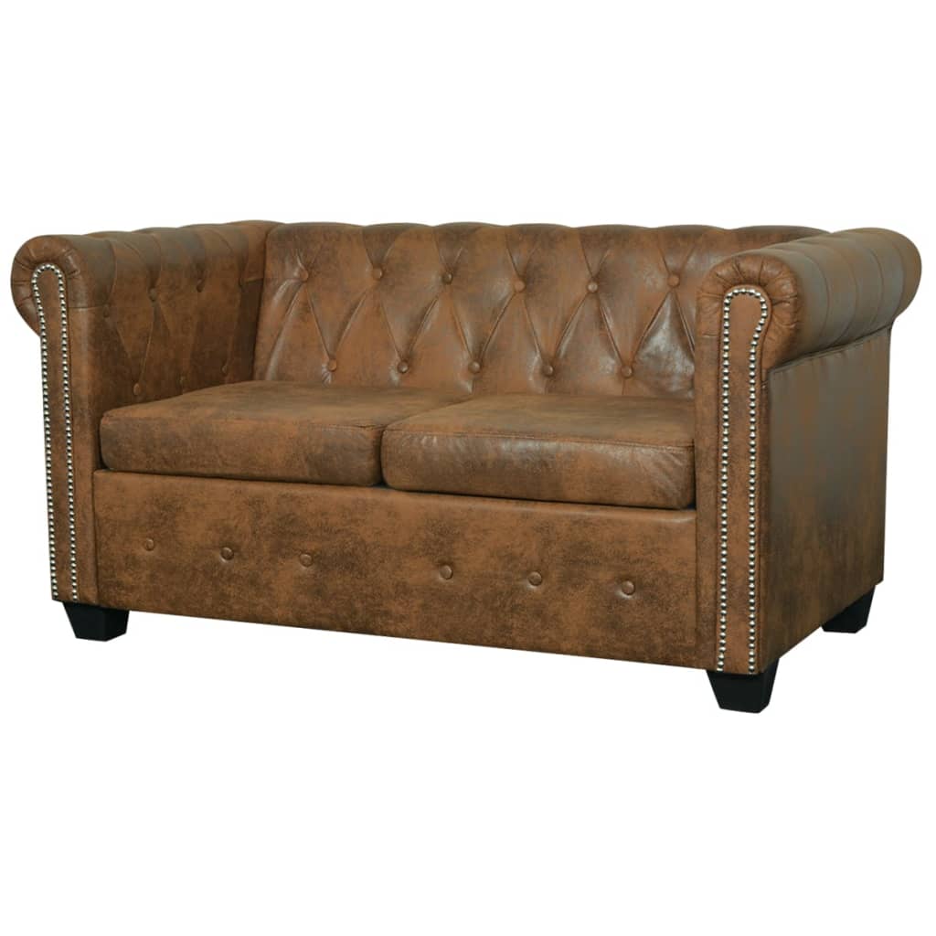 Canapé Chesterfield 2 places cuir artificiel marron Canapés vidaXL   