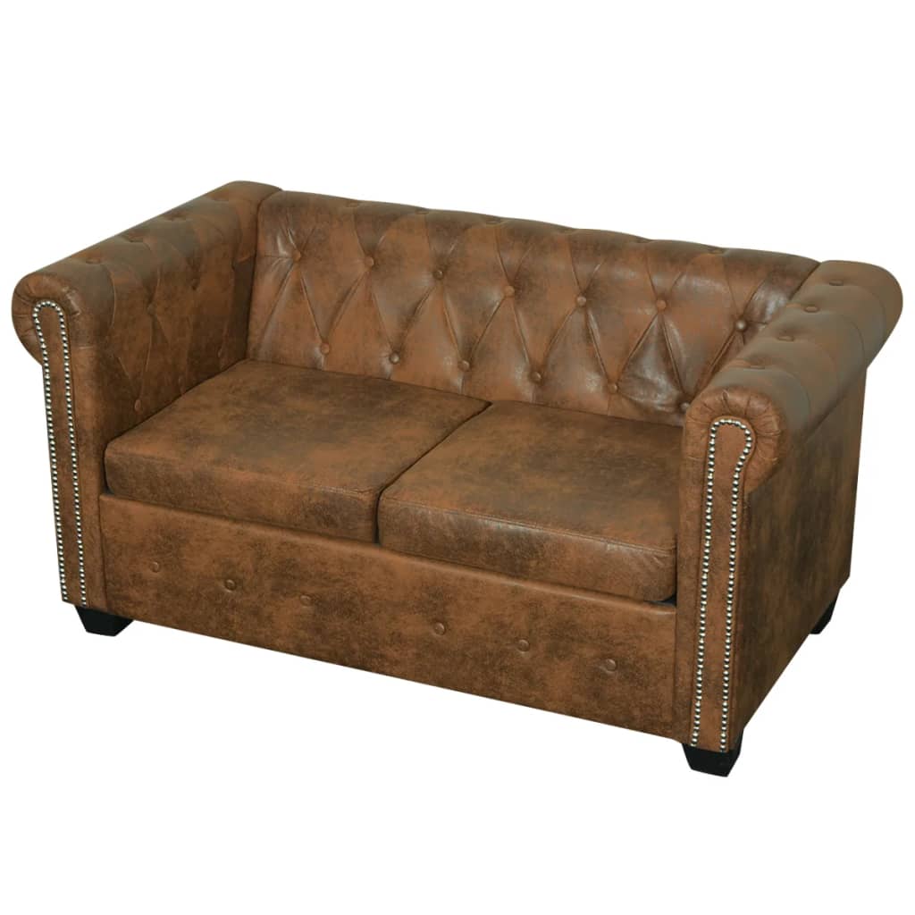 Canapé Chesterfield 2 places cuir artificiel marron Canapés vidaXL   