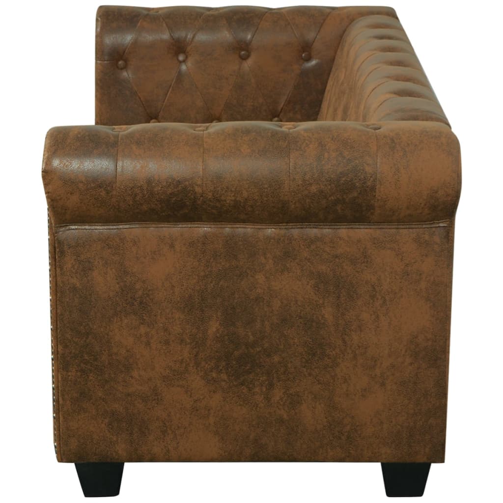 Canapé Chesterfield 2 places cuir artificiel marron Canapés vidaXL   