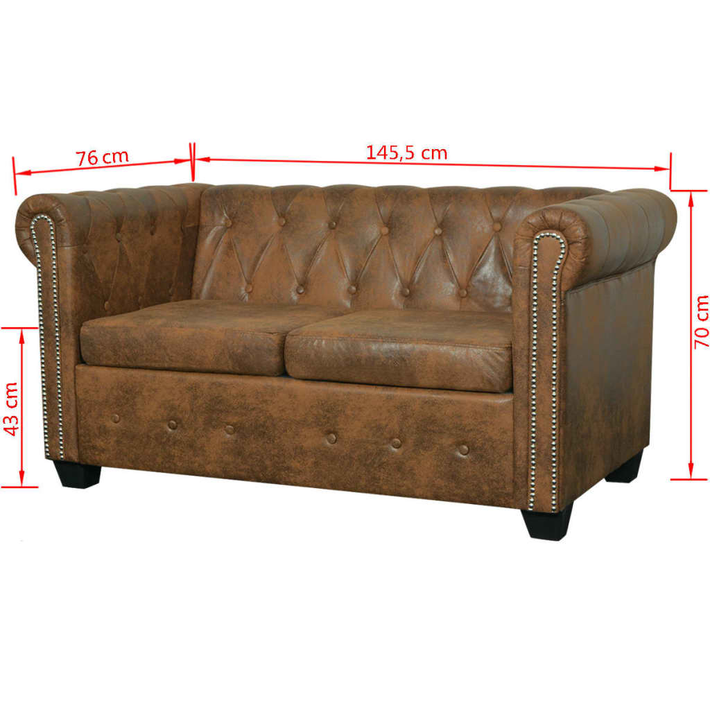 Canapé Chesterfield 2 places cuir artificiel marron Canapés vidaXL   