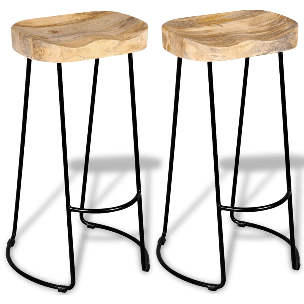 Tabourets de bar lot de 2 bois de manguier massif Tabourets de bar vidaXL   