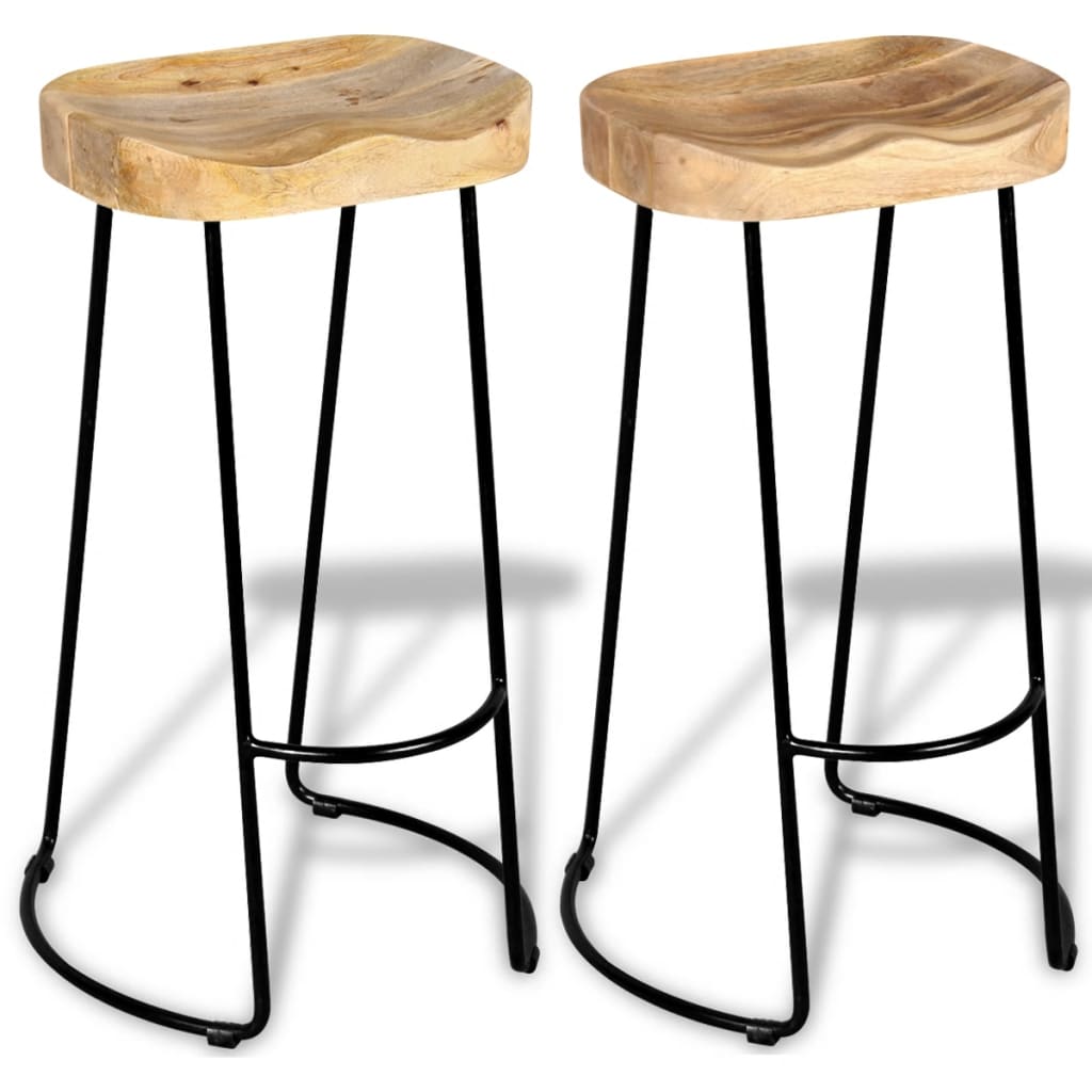 Tabourets de bar lot de 2 bois de manguier massif Tabourets de bar vidaXL   