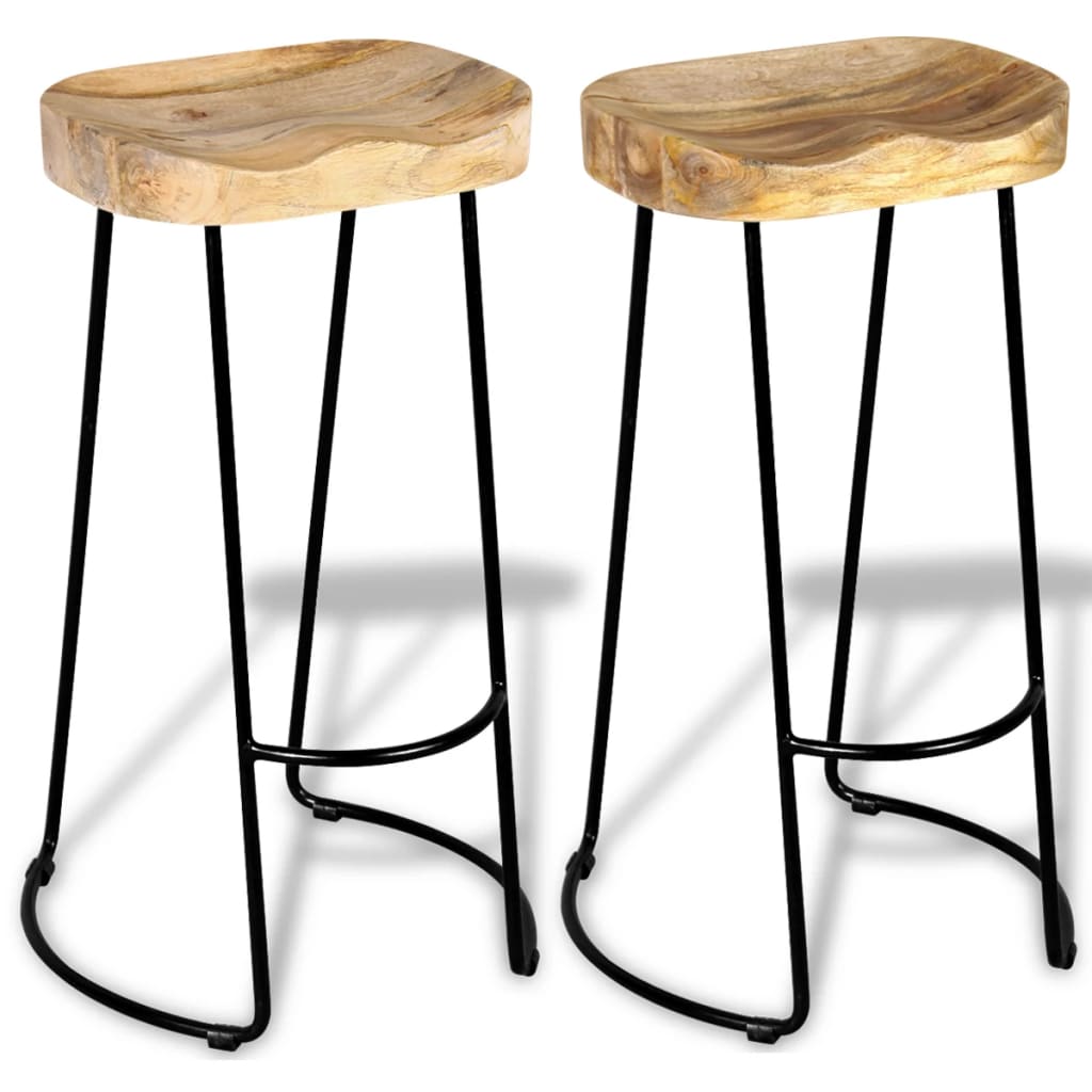 Tabourets de bar lot de 2 bois de manguier massif Tabourets de bar vidaXL   