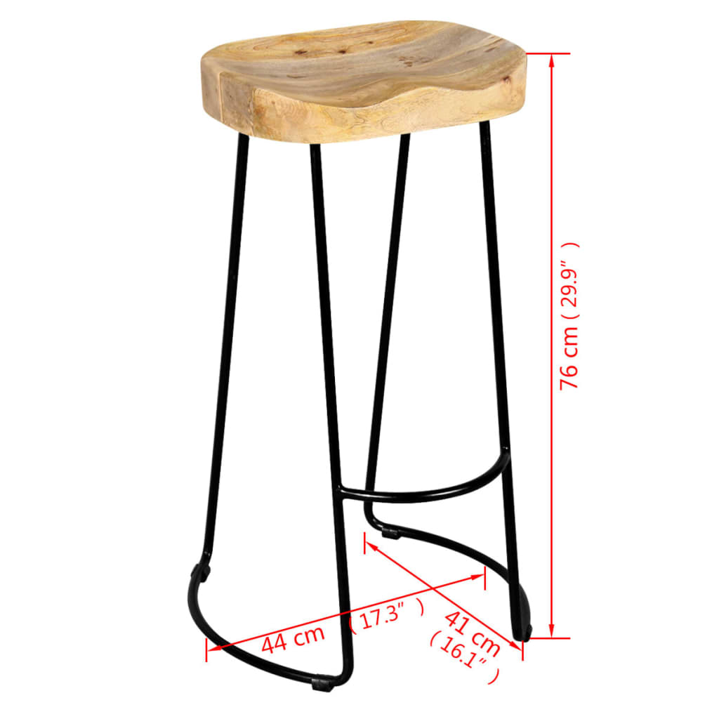 Tabourets de bar lot de 2 bois de manguier massif Tabourets de bar vidaXL   