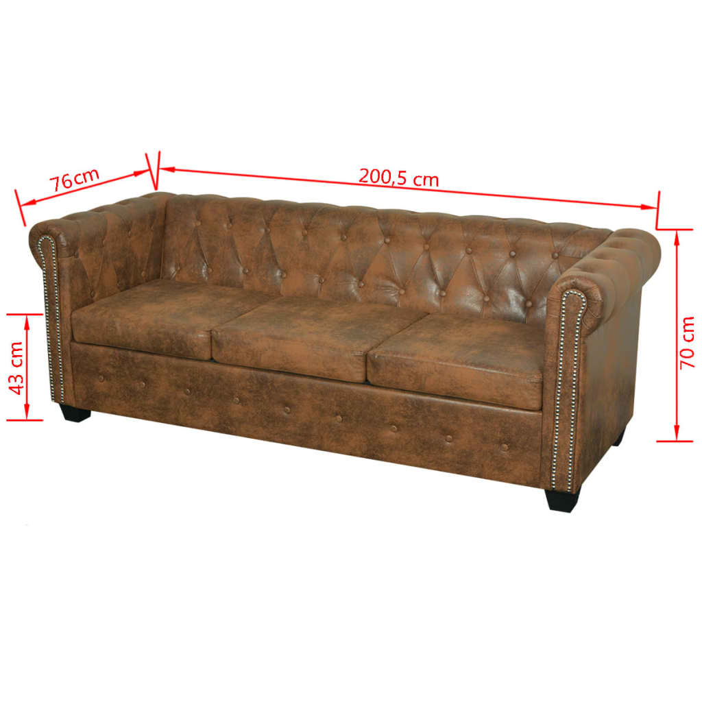 Ensemble de canapé Chesterfield à 2 et 3 places marron Canapés vidaXL   