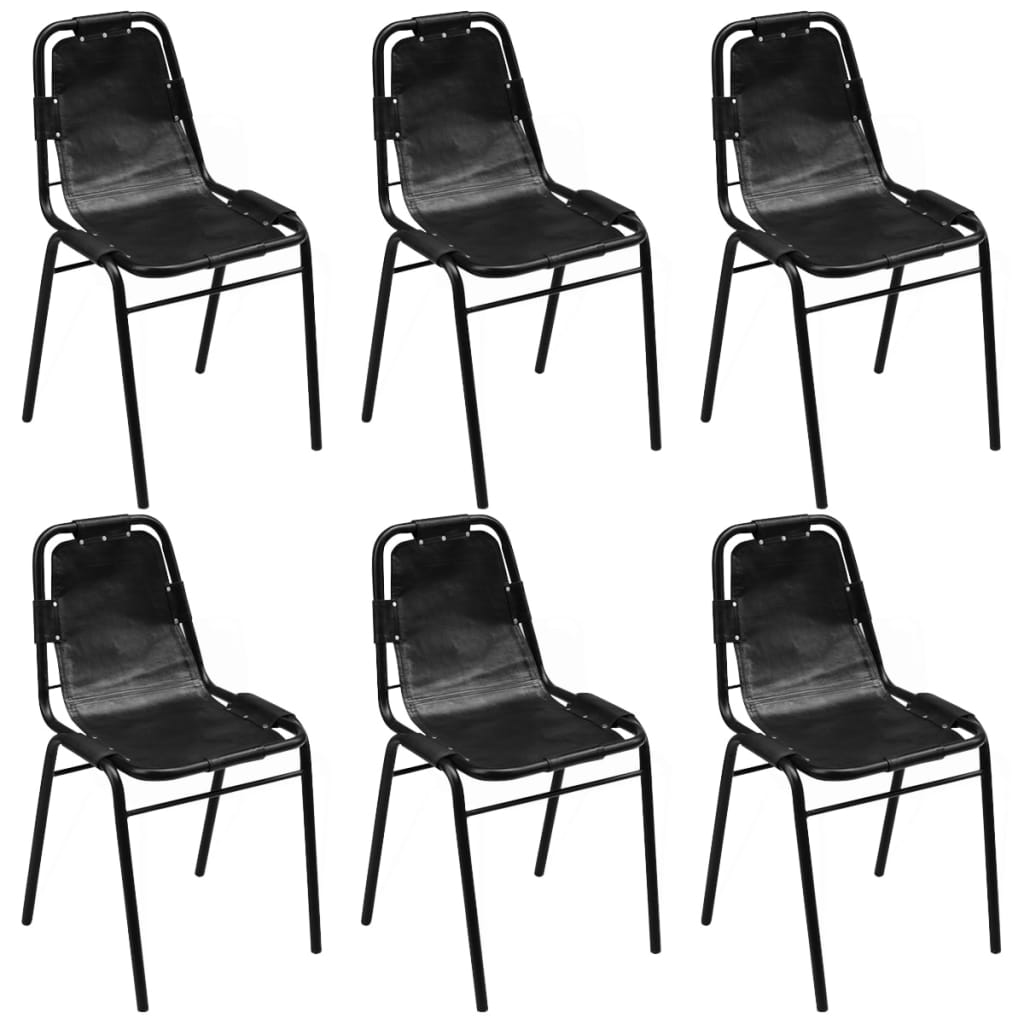 Chaises à manger lot de 6 noir cuir véritable Chaises de cuisine vidaXL