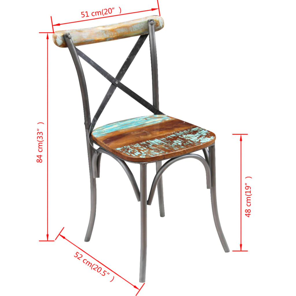 Chaises à manger lot de 6 bois de récupération massif Chaises de cuisine vidaXL   