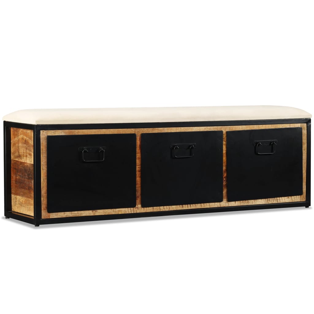 Banc de rangement avec 3 tiroirs Bois de manguier 120x30x40 cm Bancs coffres vidaXL