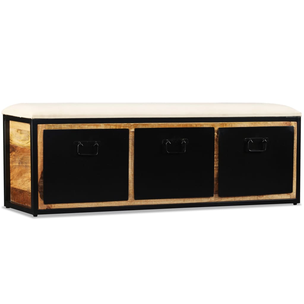 Banc de rangement avec 3 tiroirs Bois de manguier 120x30x40 cm Bancs coffres vidaXL