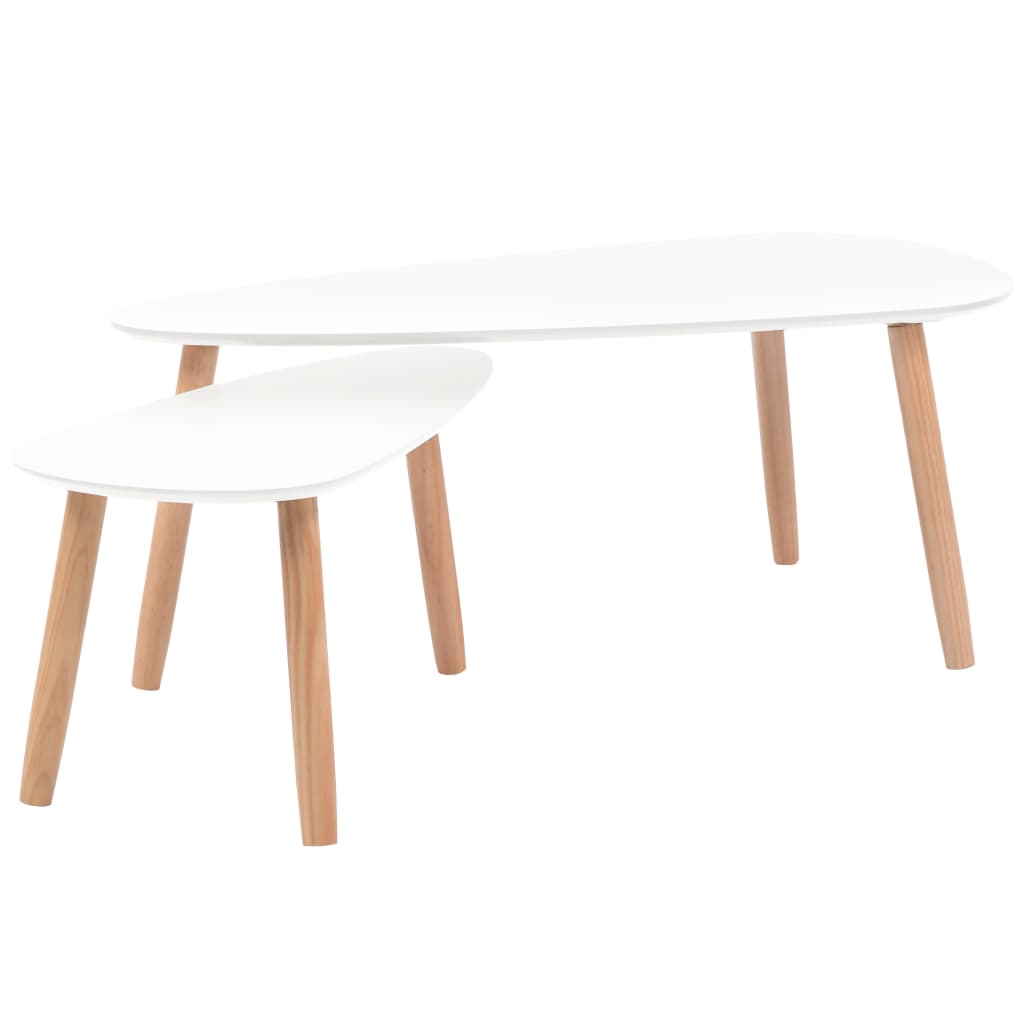 Ensemble de tables basses 2 pcs Bois de pin massif Blanc Tables basses vidaXL   