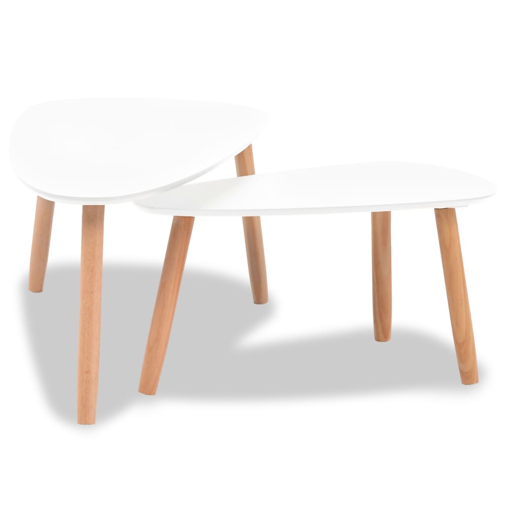 Ensemble de tables basses 2 pcs Bois de pin massif Blanc Tables basses vidaXL   