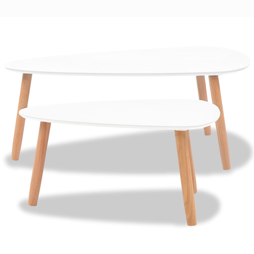 Ensemble de tables basses 2 pcs Bois de pin massif Blanc Tables basses vidaXL   