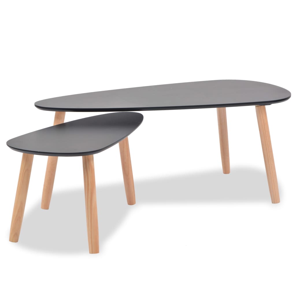 Ensemble de tables basses 2 pcs Bois de pin massif Noir Tables basses vidaXL