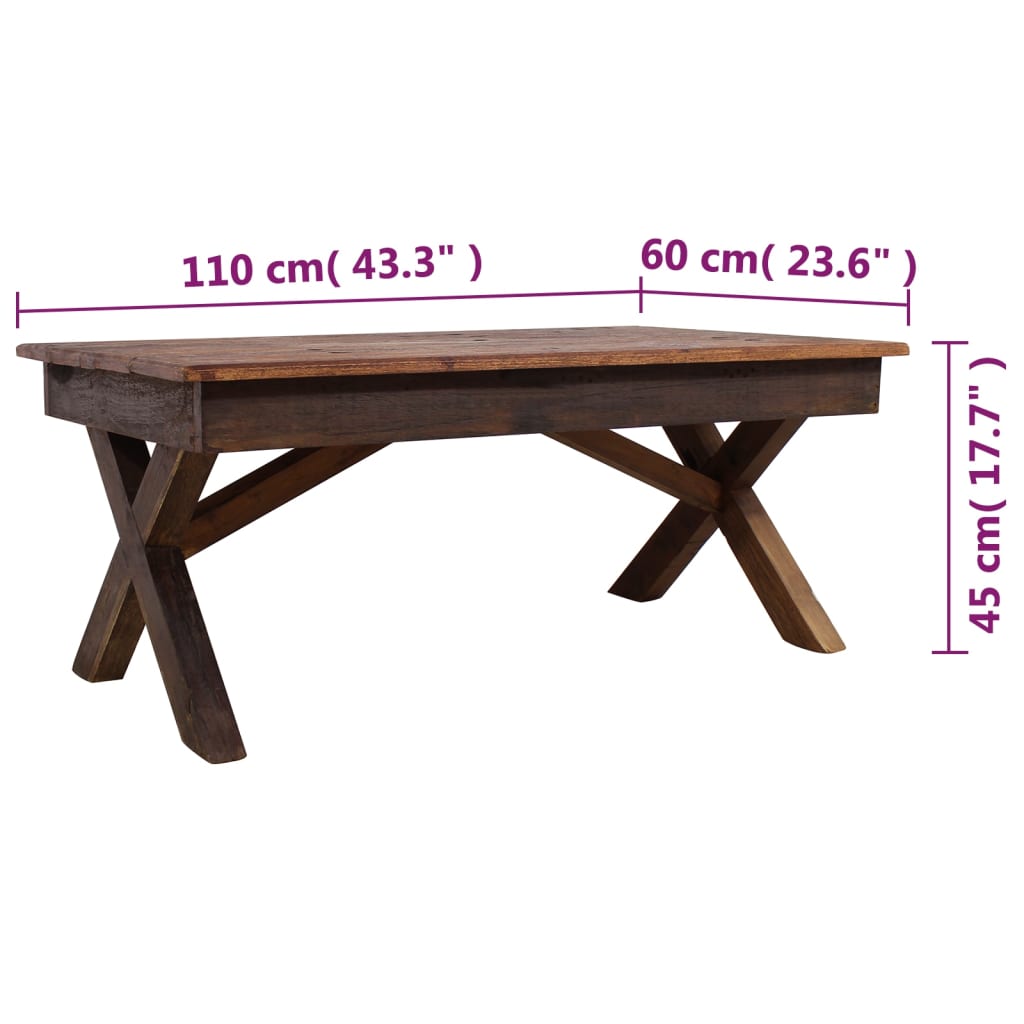 Table basse bois de récupération mélangé 110x60x45 cm Tables basses vidaXL