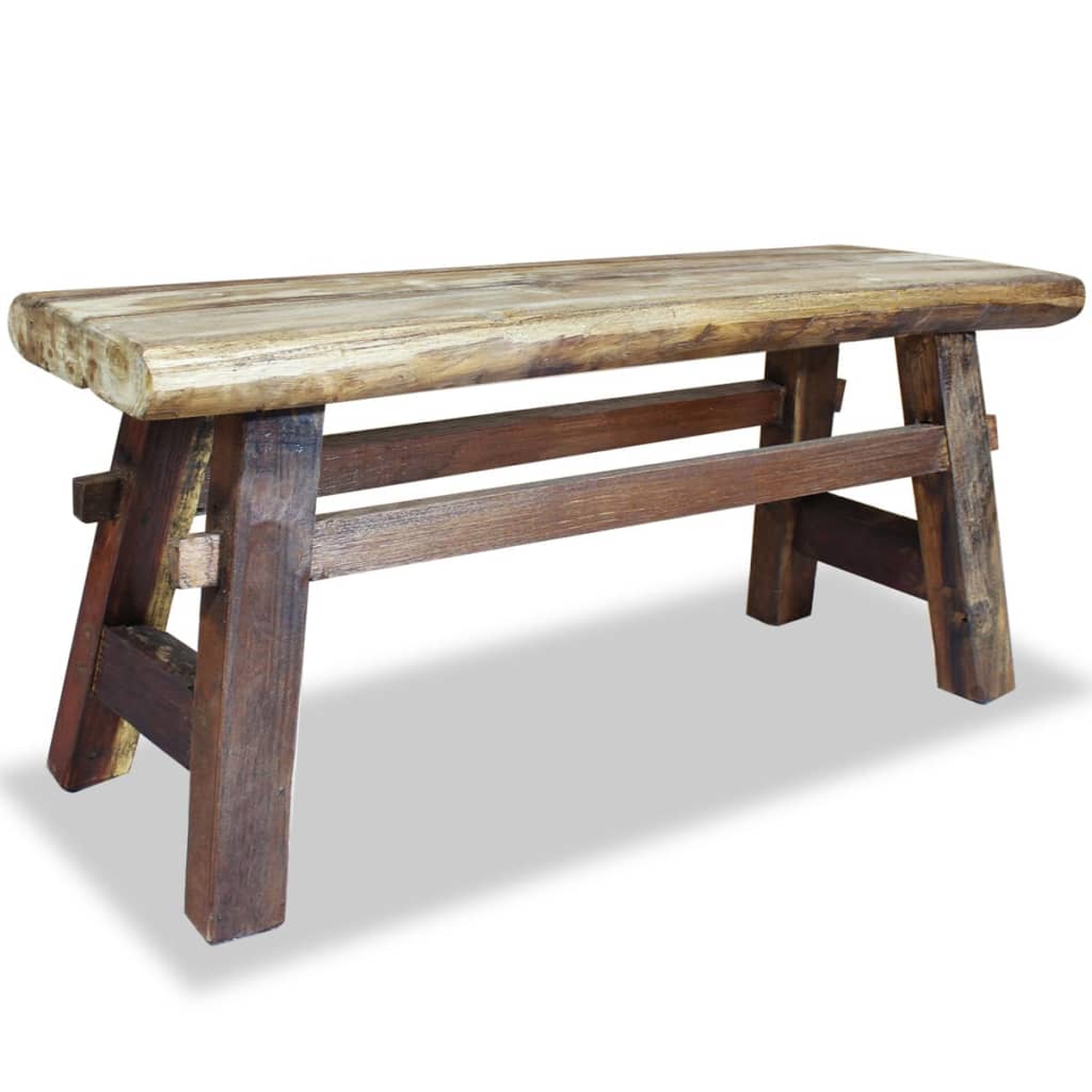 Banc bois de récupération mélangé et teck massif 100x28x43 cm Bancs coffres vidaXL