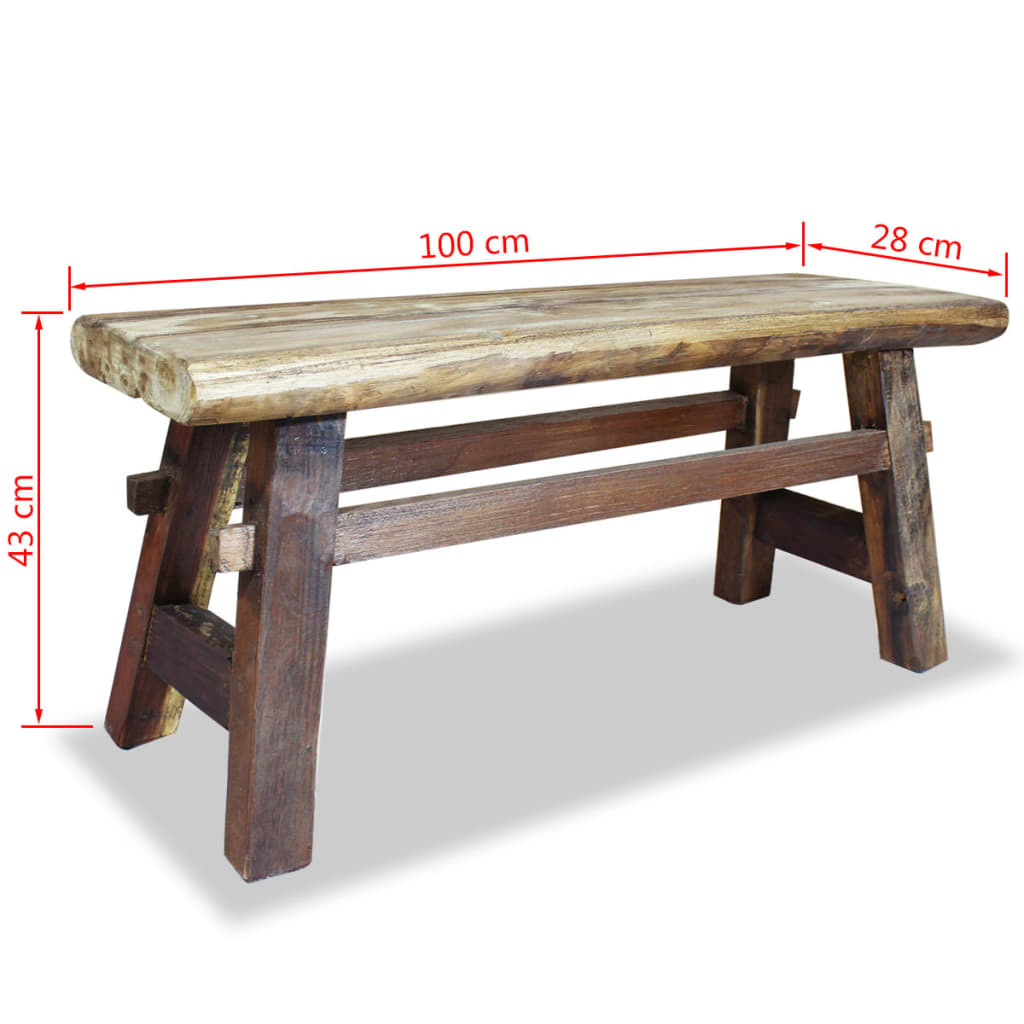 Banc bois de récupération mélangé et teck massif 100x28x43 cm Bancs coffres vidaXL