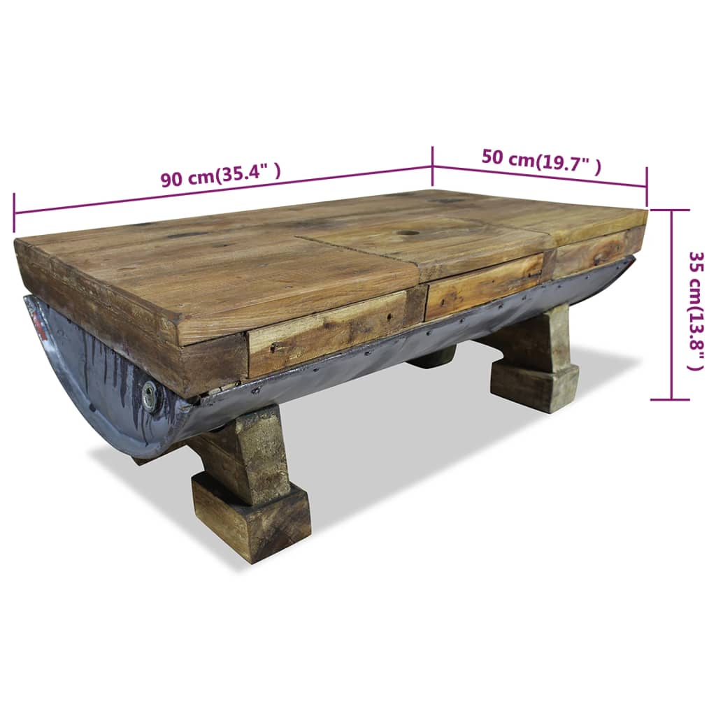 Table basse Bois de récupération massif 90x50x35 cm Tables basses vidaXL   