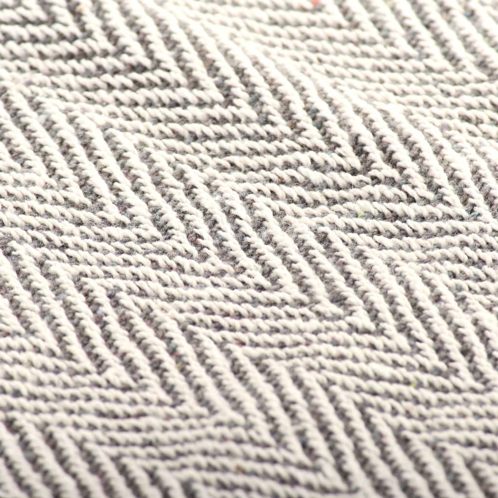 Couverture coton à chevrons 160x210 cm Gris Couvertures vidaXL   