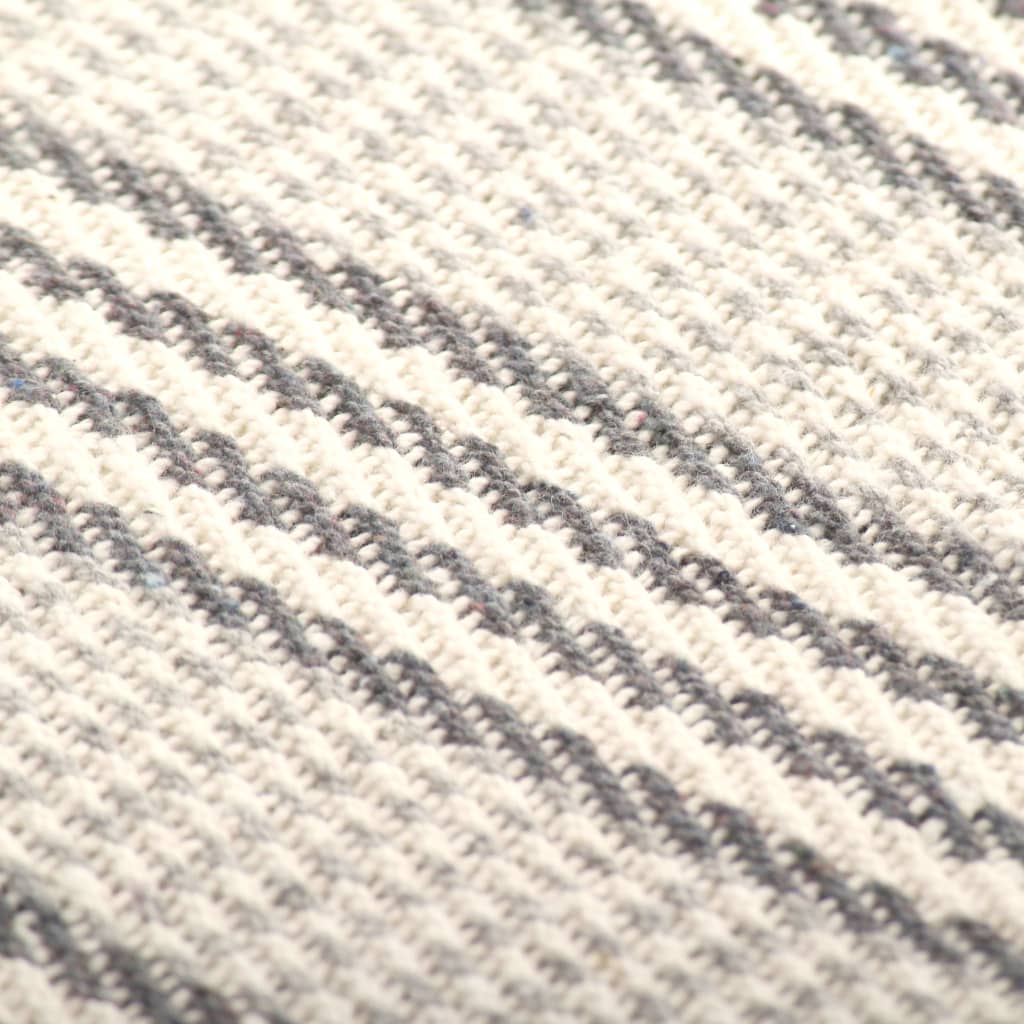 Couverture coton à rayures 125x150 cm Gris et Blanc Couvertures vidaXL   