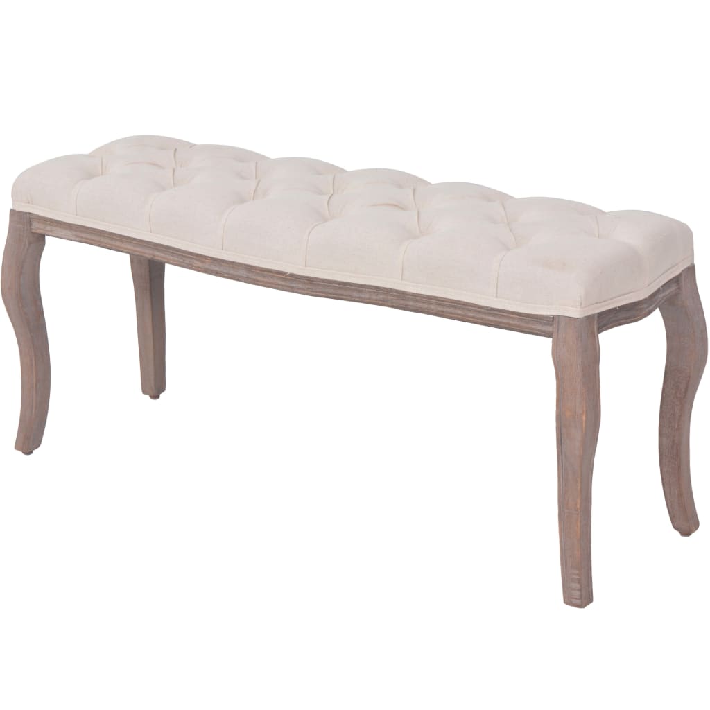 Banc Lin Bois massif 110 x 38 x 48 cm Blanc crème Bancs coffres vidaXL   