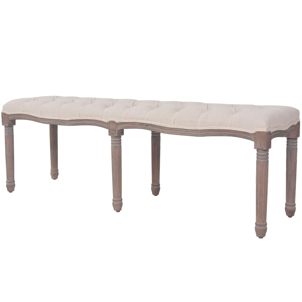 Banc Lin Bois massif 150 x 40 x 48 cm Blanc crème Bancs coffres vidaXL