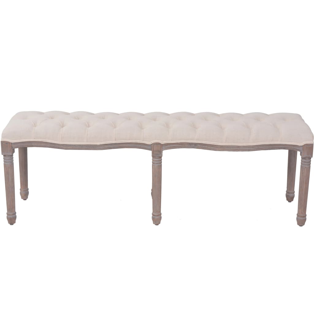 Banc Lin Bois massif 150 x 40 x 48 cm Blanc crème Bancs coffres vidaXL