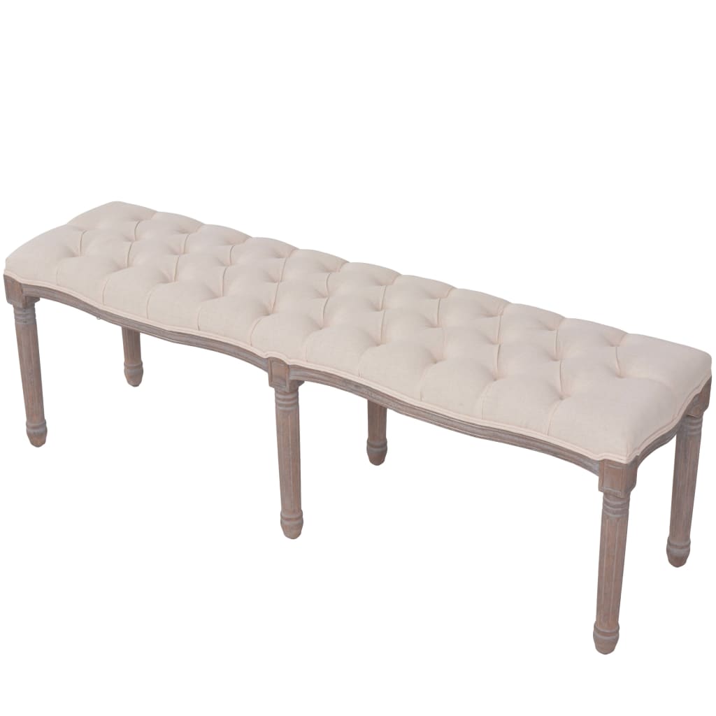 Banc Lin Bois massif 150 x 40 x 48 cm Blanc crème Bancs coffres vidaXL