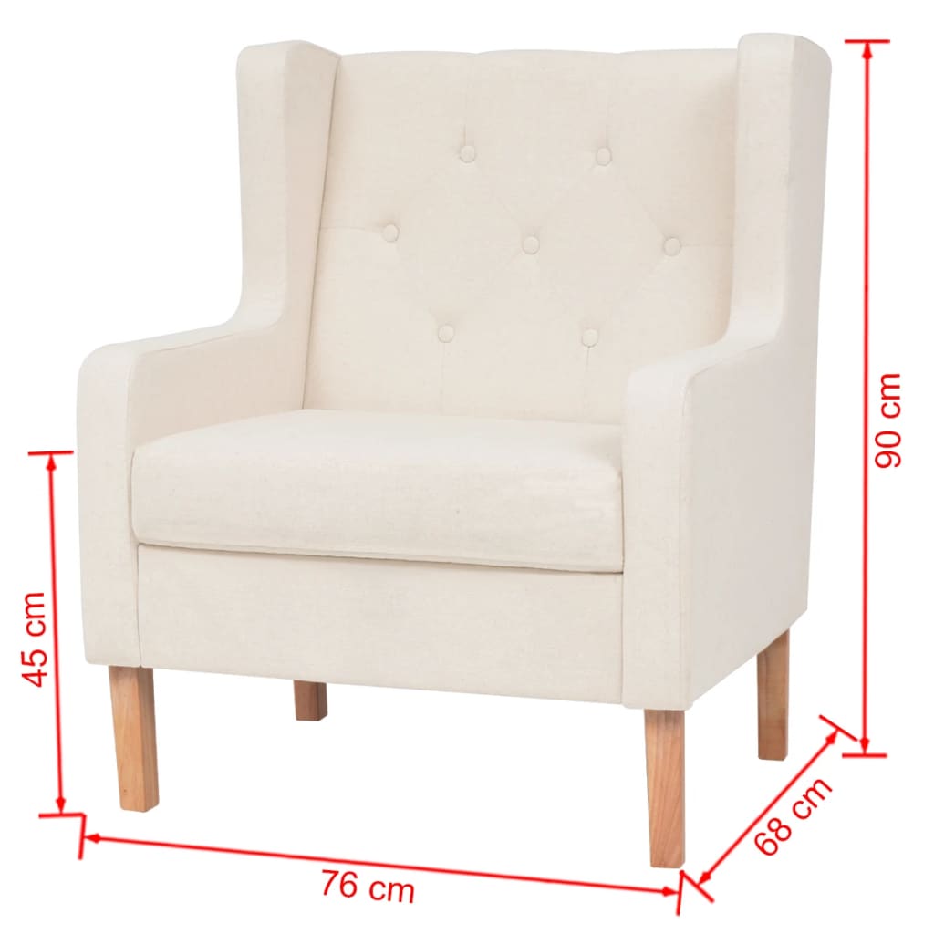 Fauteuil blanc crème tissu Fauteuils vidaXL   