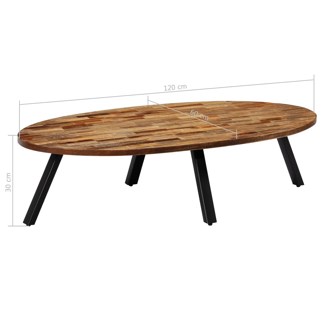 Table basse Teck recyclé massif Ovale 120 x 60 x 30 cm Tables basses vidaXL   