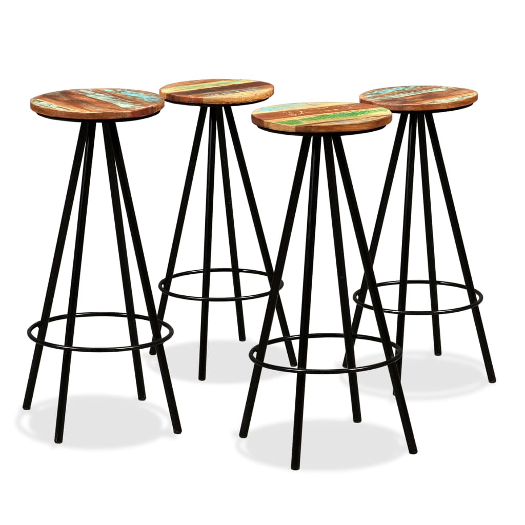 Tabourets de bar lot de 4 bois massif de récupération Tabourets de bar vidaXL   