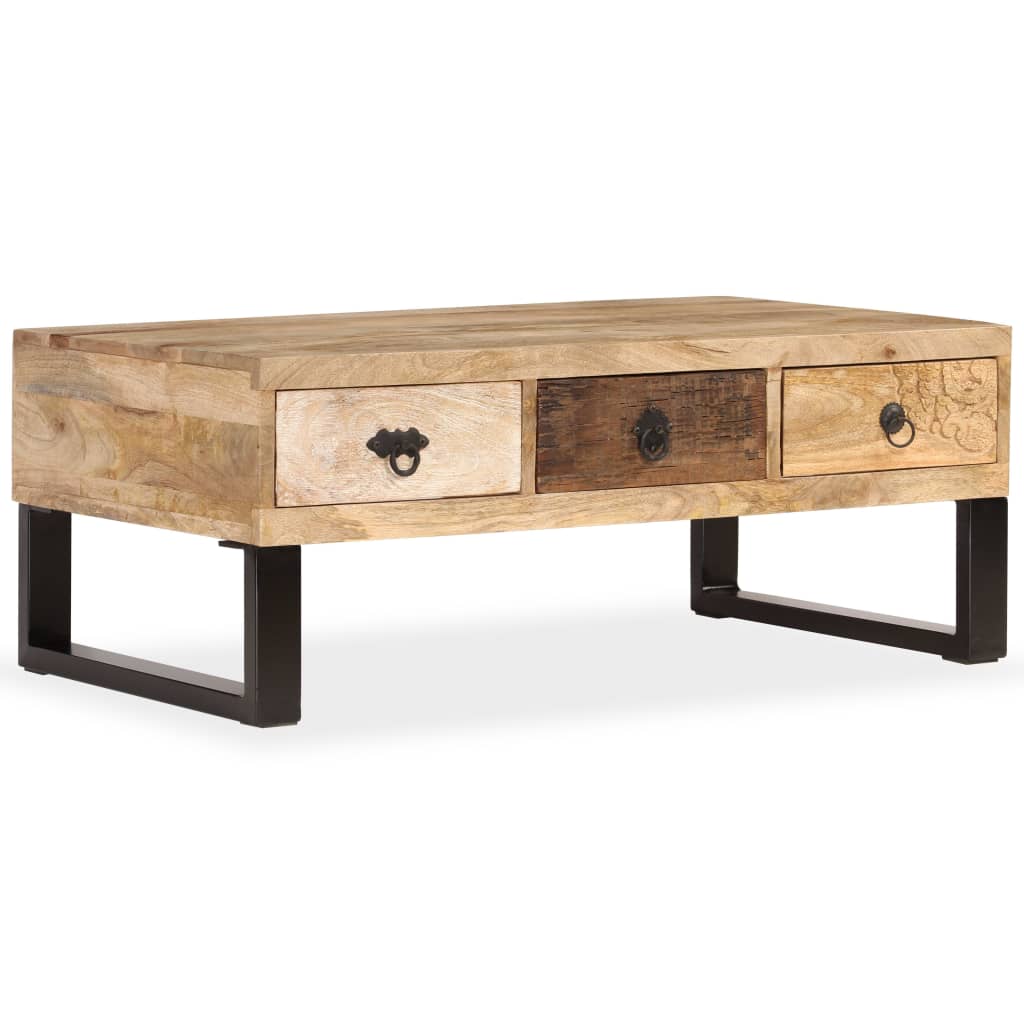 Table basse avec 3 tiroirs Bois de manguier massif 90x50x35 cm Tables basses vidaXL   